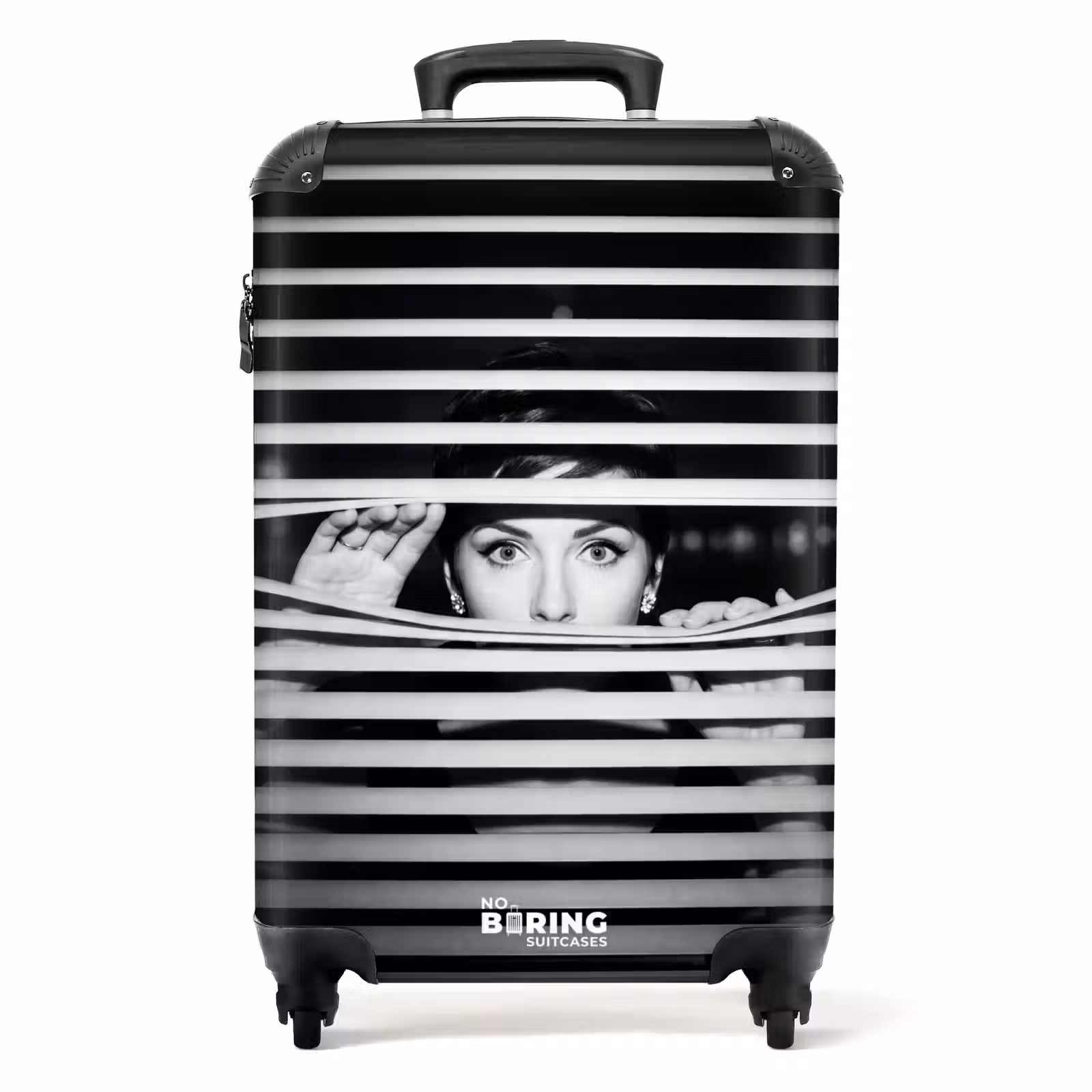 Suitcase - Woman - Blinds - Portrait - Black and White — 1