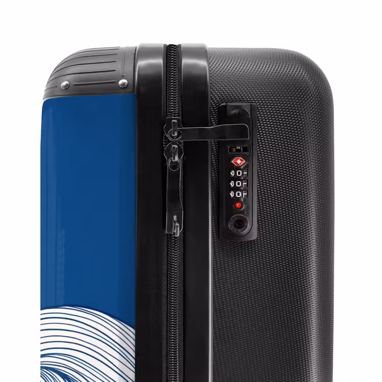 Suitcase - Whale - Tail - Waves - Line Drawing - Blue — 5