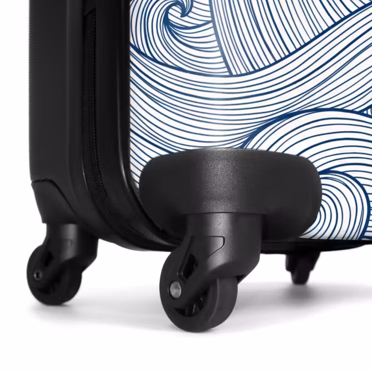 Suitcase - Whale - Tail - Waves - Line Drawing - Blue — 6