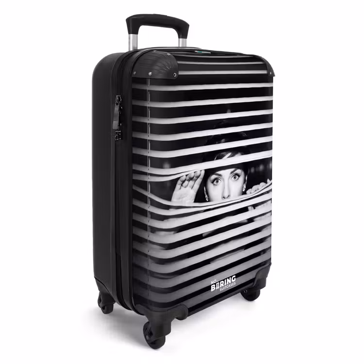 Suitcase - Woman - Blinds - Portrait - Black and White — 4