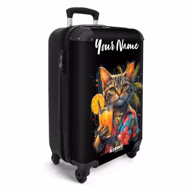Suitcase with name - Cat in Tropical Street Art Style — 2
