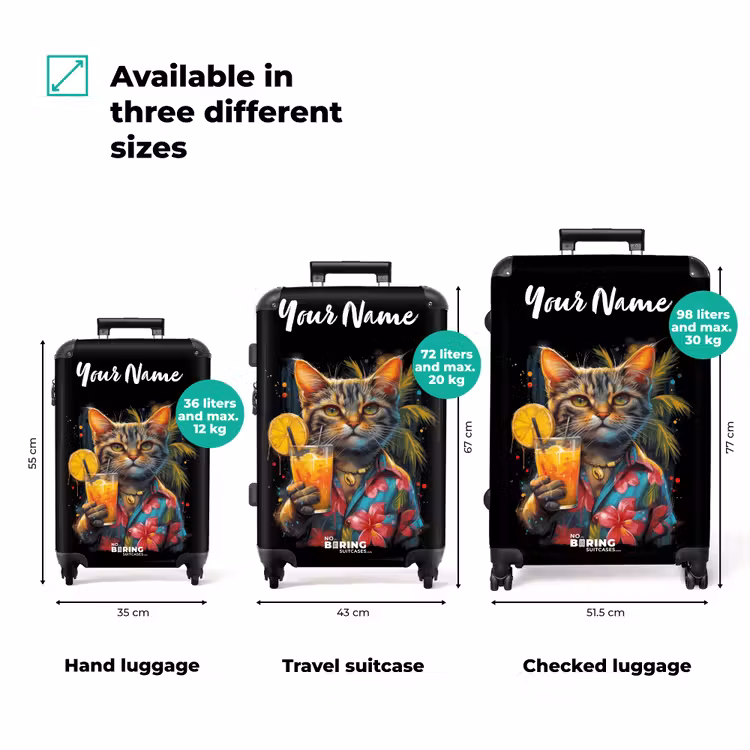 Suitcase with name - Cat in Tropical Street Art Style — 3