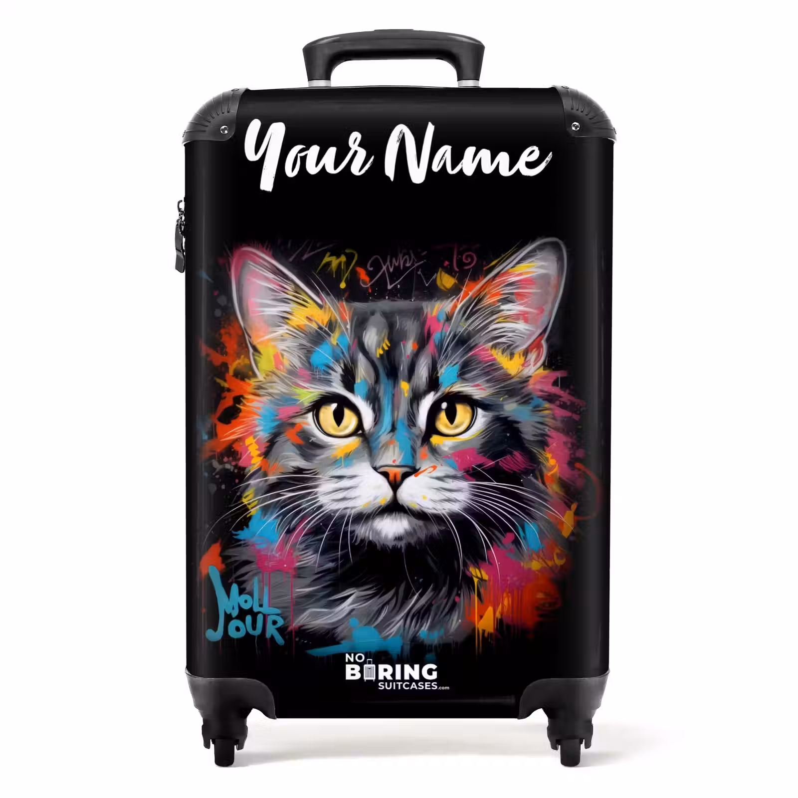 Suitcase with name - Cat with Colorful Brushstrokes — 1
