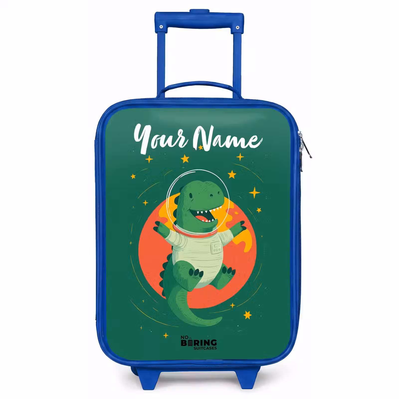 Children's suitcase with name - Blue - Dino - Planet - Stars - Green — 1
