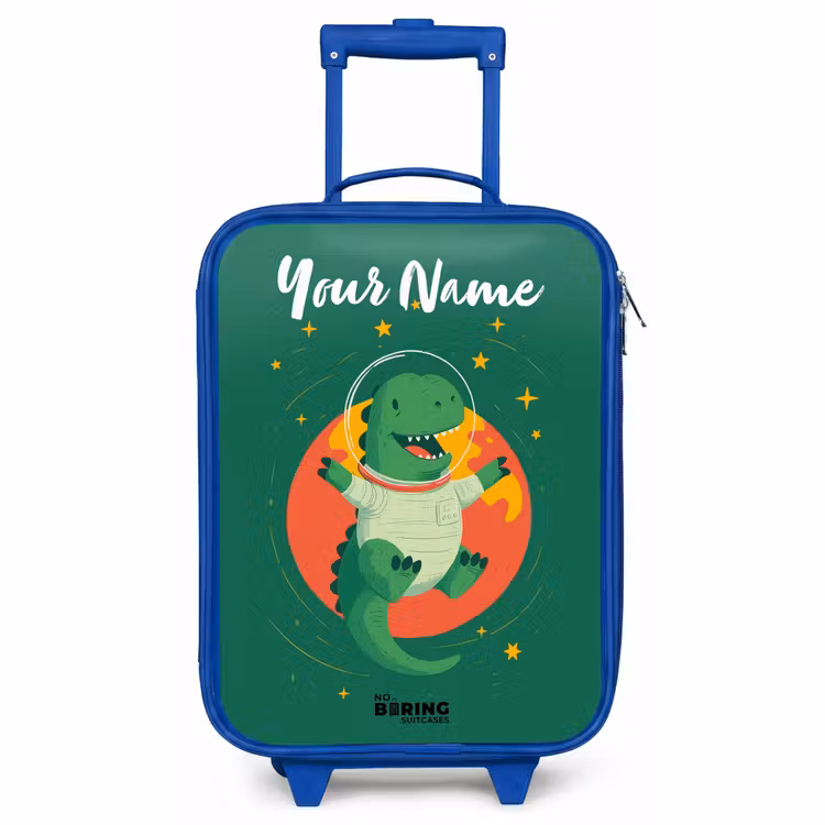 Children's suitcase with name - Blue - Dino - Planet - Stars - Green — 1