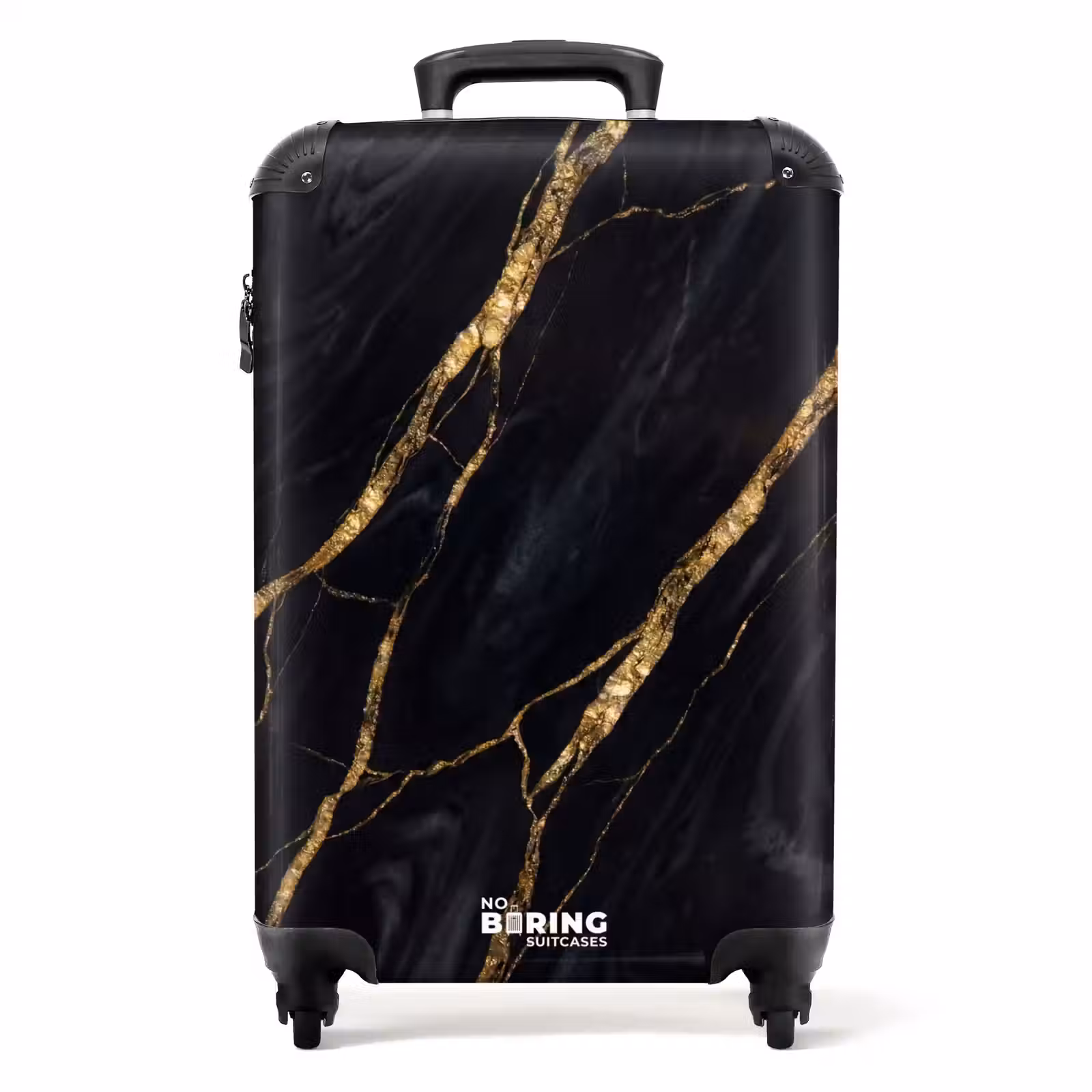 Suitcase - Marble - Gold Veins - Abstract - Black — 1