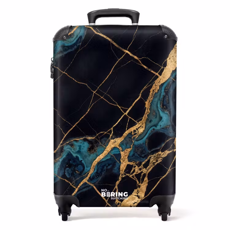 Suitcase - Abstract - Golden Lines - Art - Modern - Black — 1
