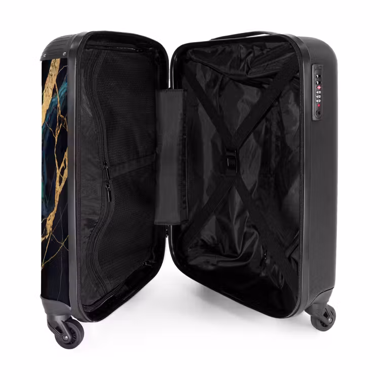 Suitcase - Abstract - Golden Lines - Art - Modern - Black — 3