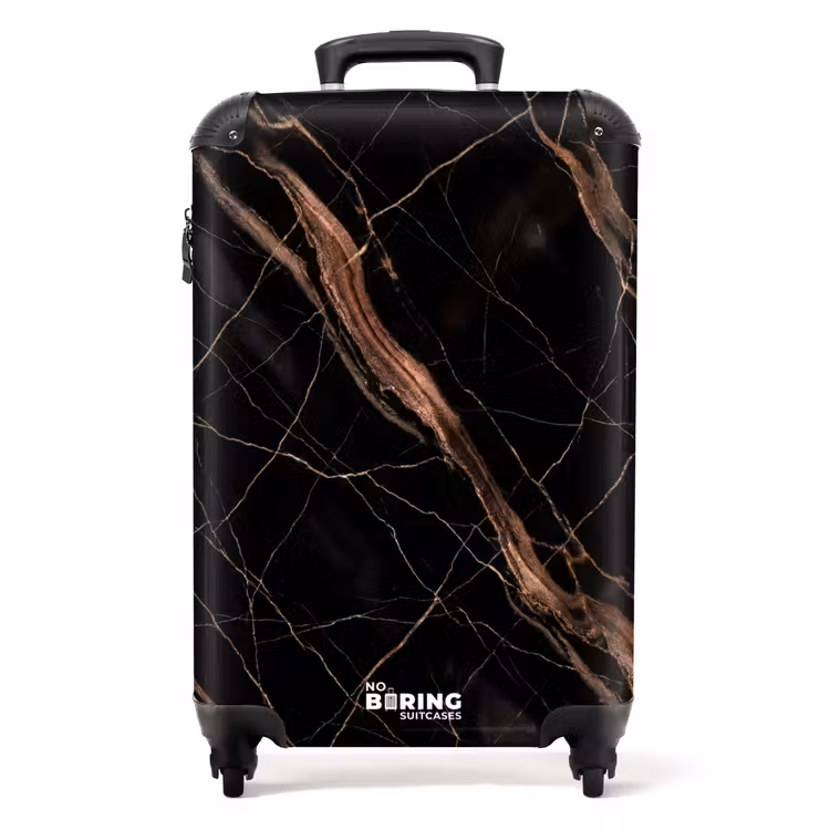 Suitcase - Marble - Gold - Pattern - Luxury - Black — 1