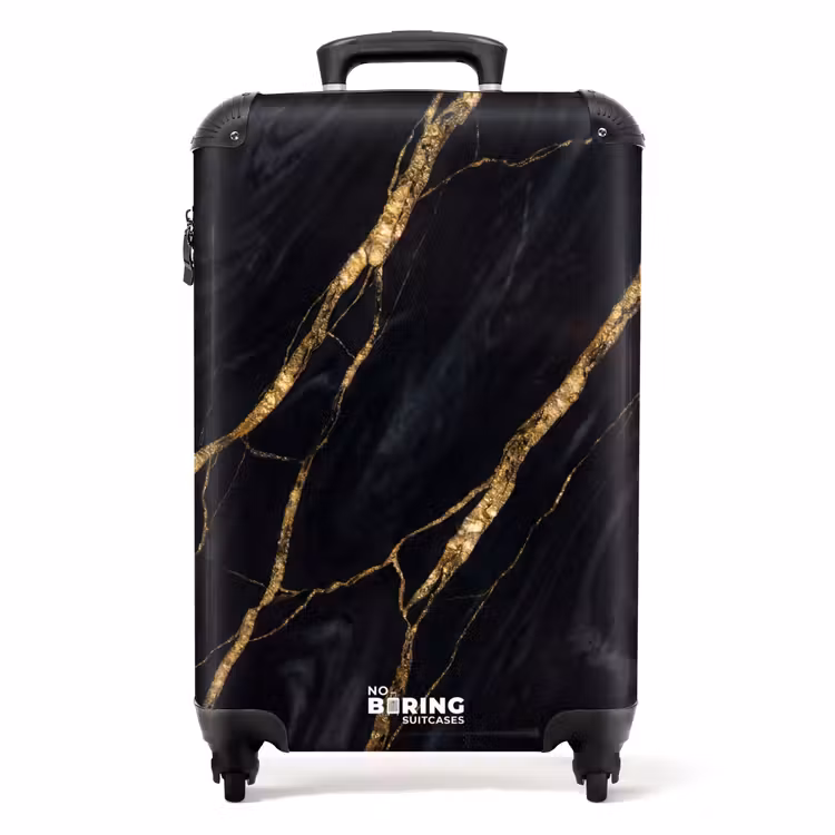 Suitcase - Marble - Gold Veins - Abstract - Black — 1