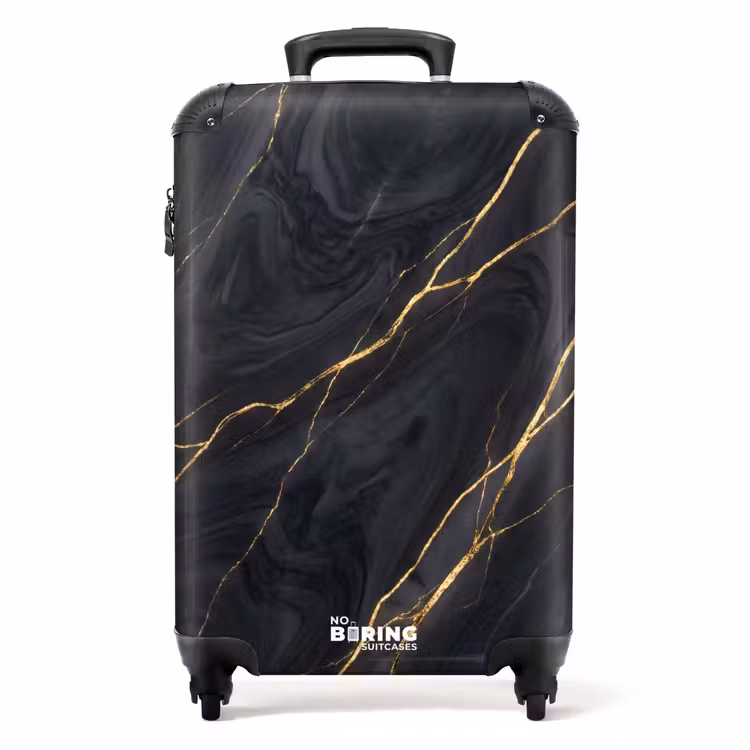 Suitcase - Marble - Gold Veins - Abstract - Modern - Black — 1