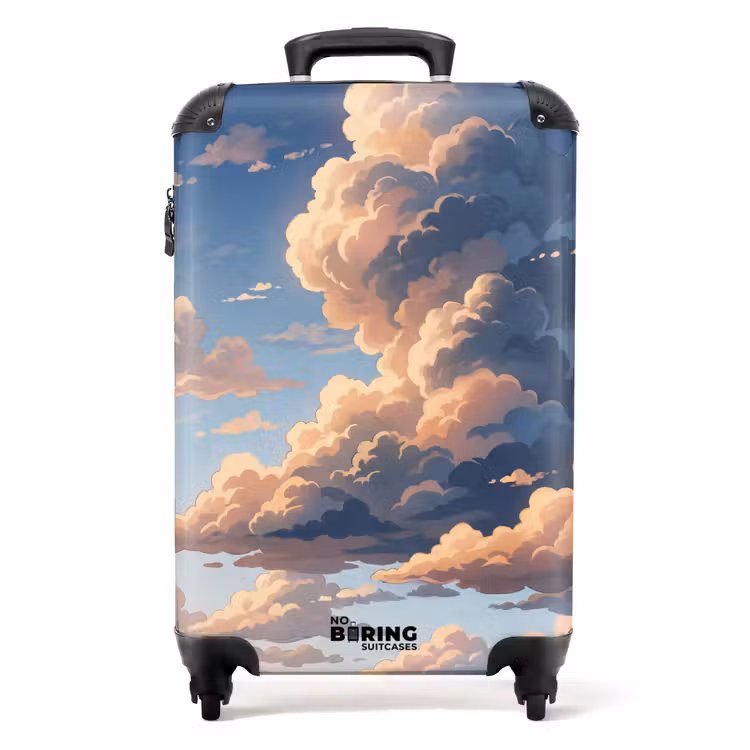 Suitcase - Clouds - Daytime Sky - Nature - Illustration - Orange — 1