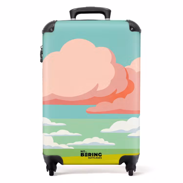 Suitcase - Clouds - Pink - Nature - Modern - Pastel — 1