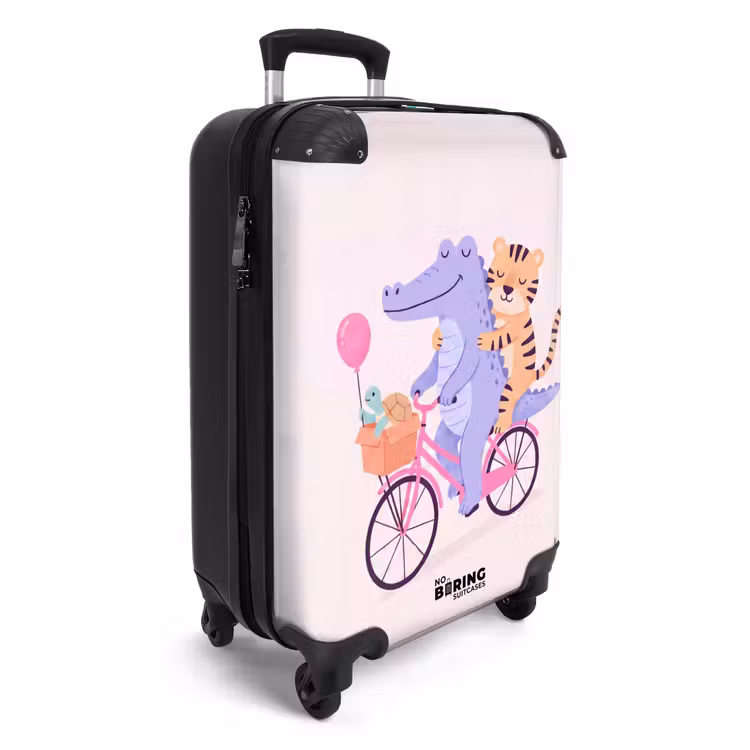 Suitcase - Animals - Bicycle - Friendship - Illustration - Pink — 2