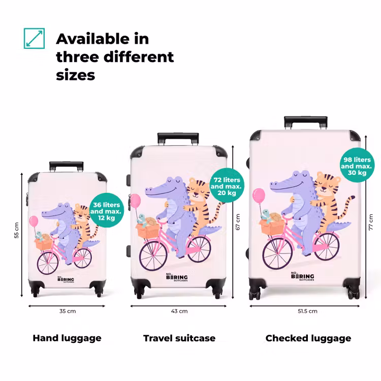 Suitcase - Animals - Bicycle - Friendship - Illustration - Pink — 3