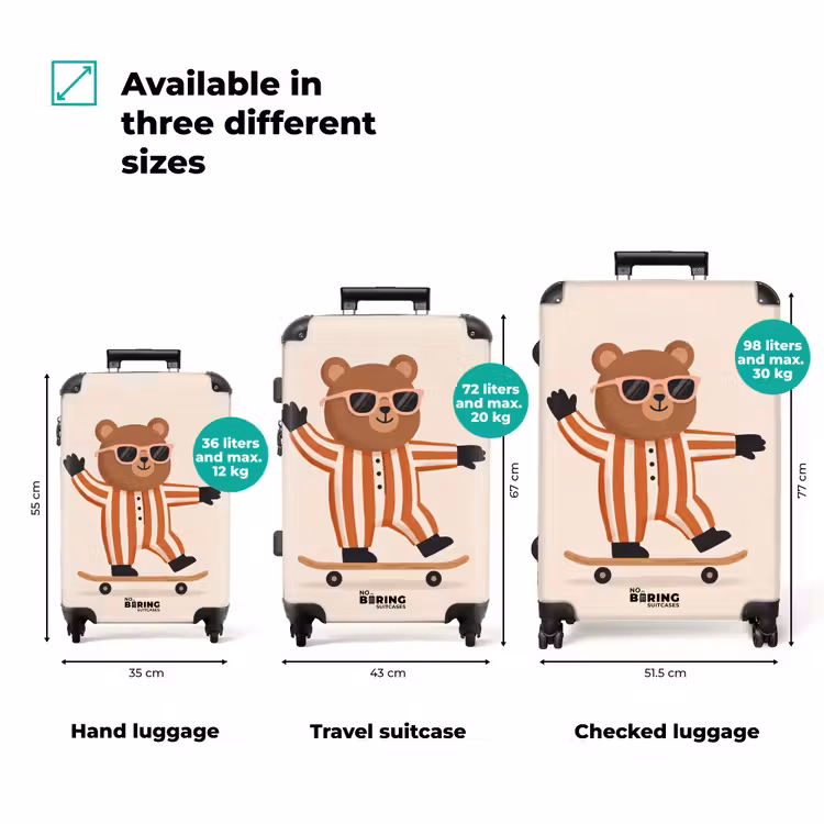 Suitcase - Animals - Skateboard - Game - Cartoon - Pink — 3