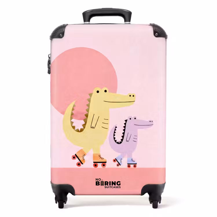 Suitcase - Animals - Skateboarding - Illustration - Playful - Pink — 1