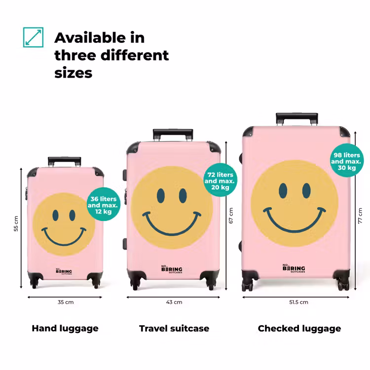 Suitcase - Smiley - Yellow - Pink - Symbol - Minimalist — 3