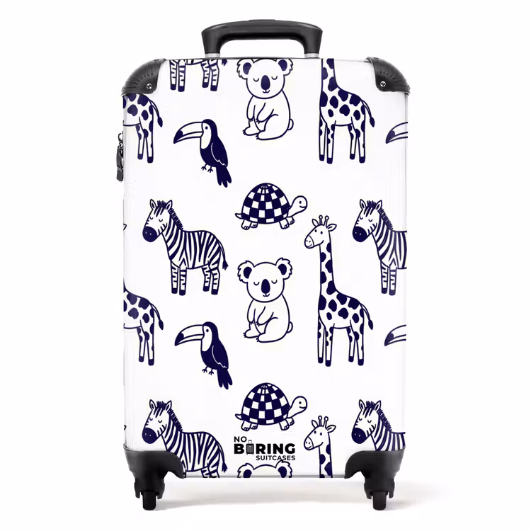 Suitcase - Animals - Pattern - Kids' Room - Graphic - White - Blue — 1