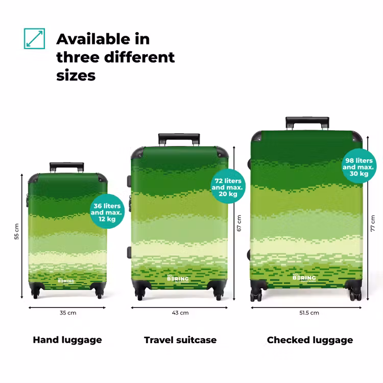Suitcase - Green - Pixel - Horizontal Stripes — 3