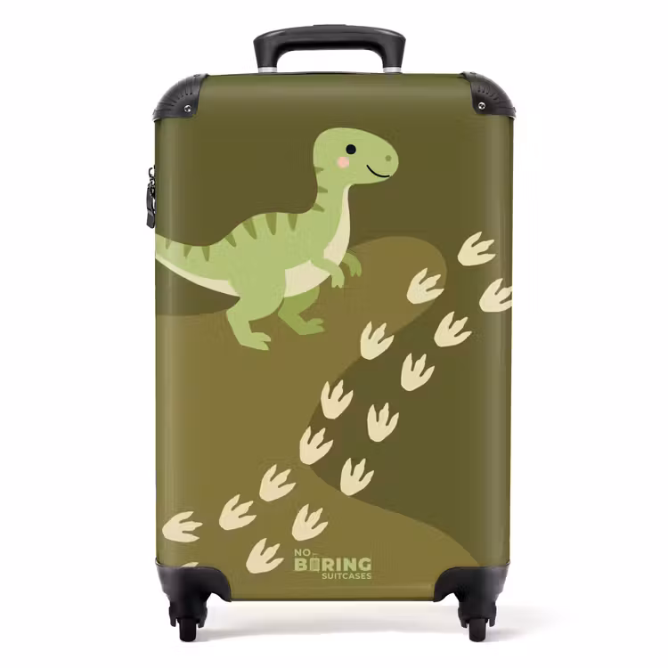 Suitcase - Dino - Footprints - Green — 1