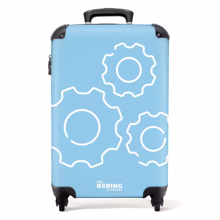 Suitcase - Gears - Blue - White — 1