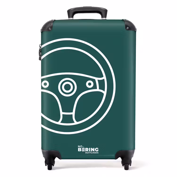 Suitcase - Handlebar - Green - White — 1