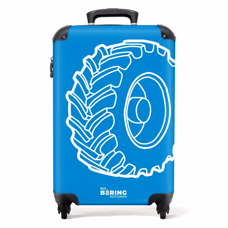 Suitcase - Tractor Tire - Blue - White — 1