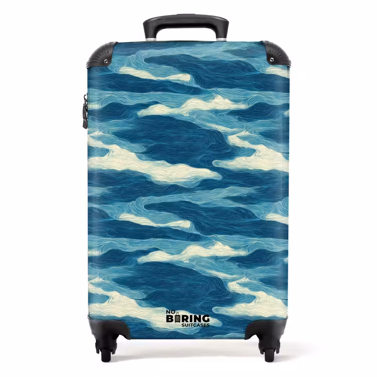 Suitcase - Waves - Abstract - Pattern - Blue - White — 1