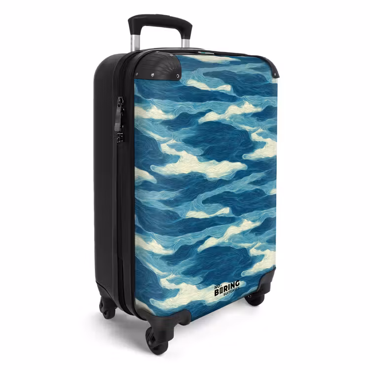 Suitcase - Waves - Abstract - Pattern - Blue - White — 4