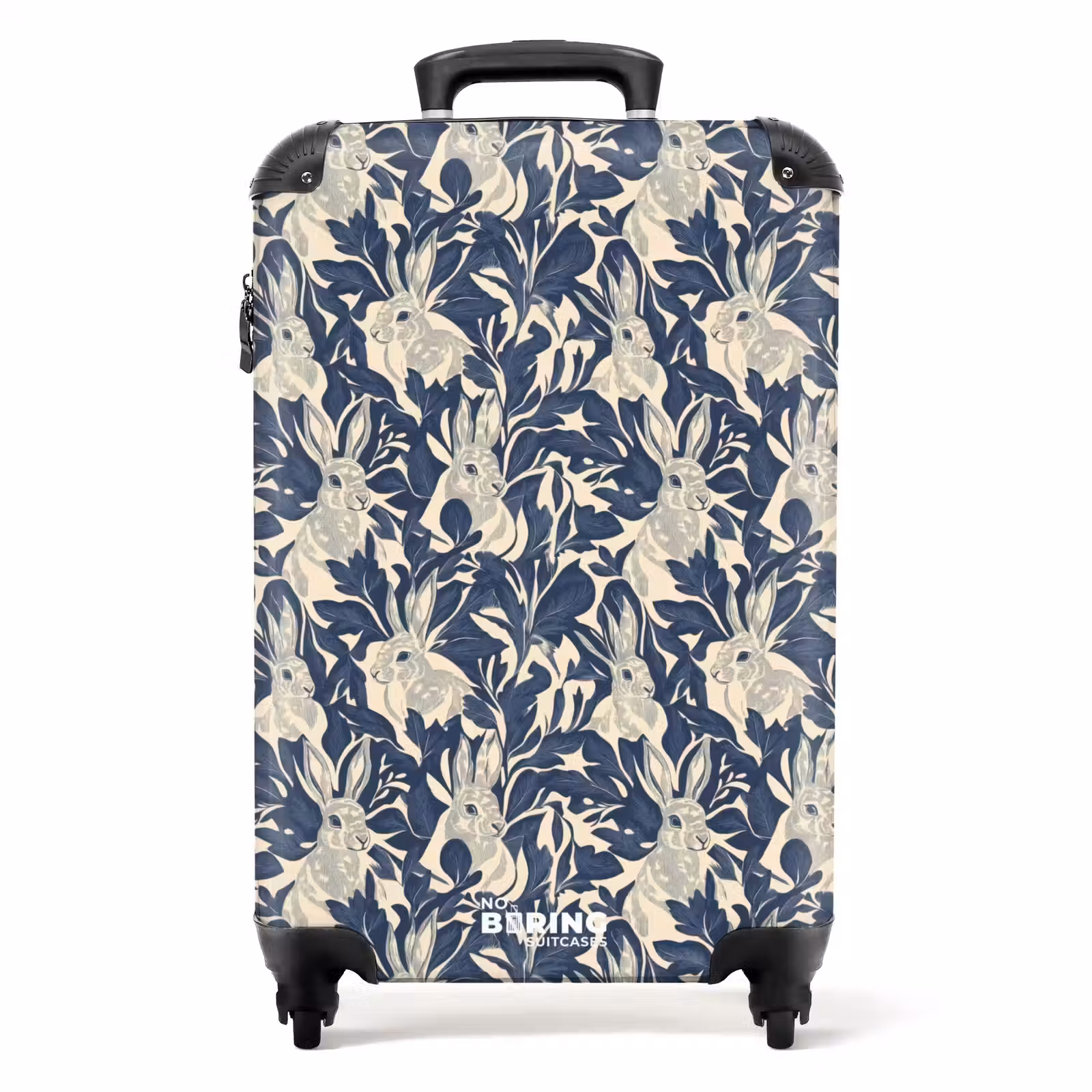 Suitcase - Hares - Leaves - Pattern - Blue - Beige — 1