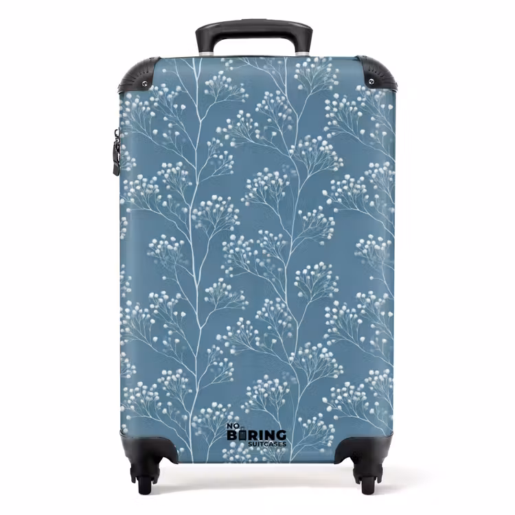 Suitcase - Branches - Berries - Pattern - Light Blue — 1
