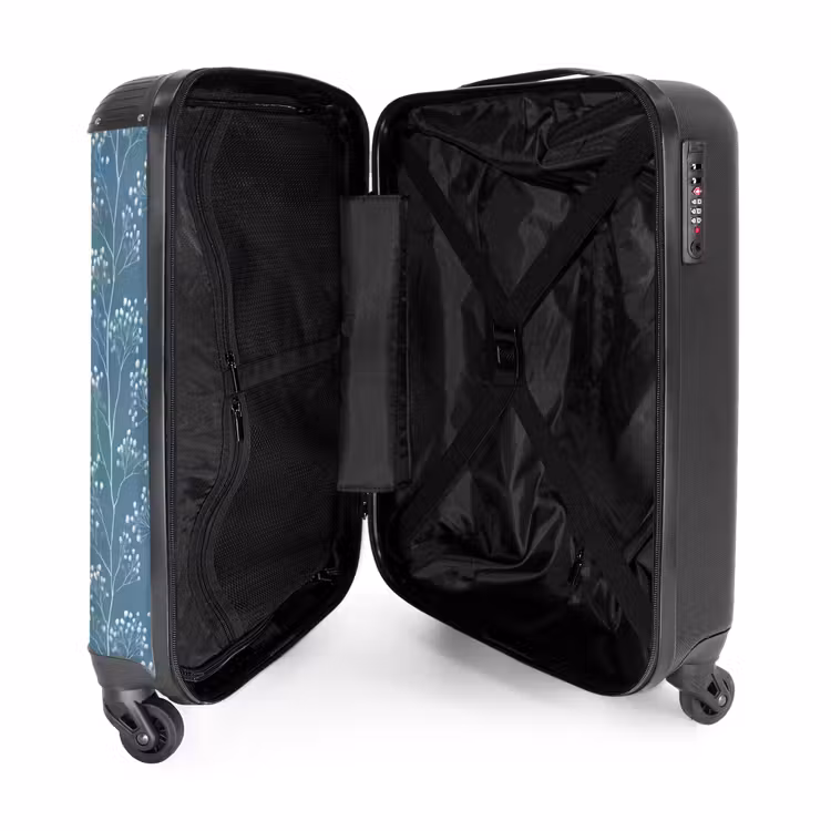 Suitcase - Branches - Berries - Pattern - Light Blue — 3