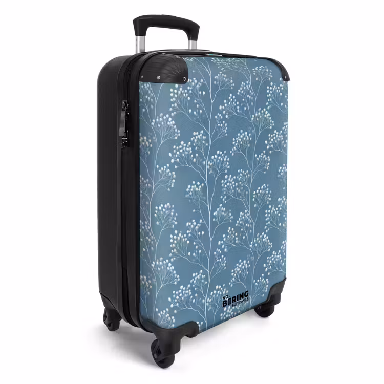 Suitcase - Branches - Berries - Pattern - Light Blue — 4