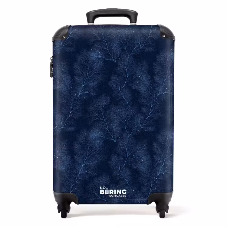 Suitcase - Coral - Branches - Pattern - Midnight Blue — 1