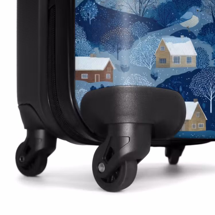 Suitcase - Cottages - Birds - Snow - Winter - Blue — 6