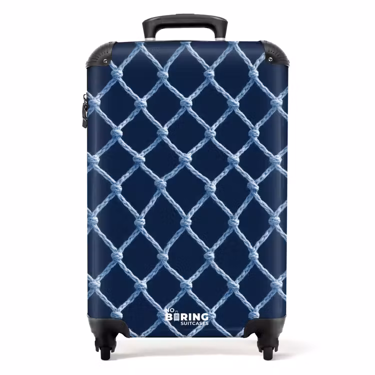 Suitcase - Fishing Net - Rope - Pattern - Navy Blue — 1
