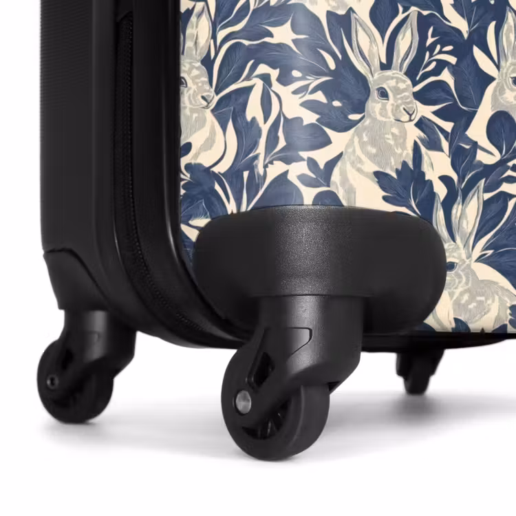 Suitcase - Hares - Leaves - Pattern - Blue - Beige — 6