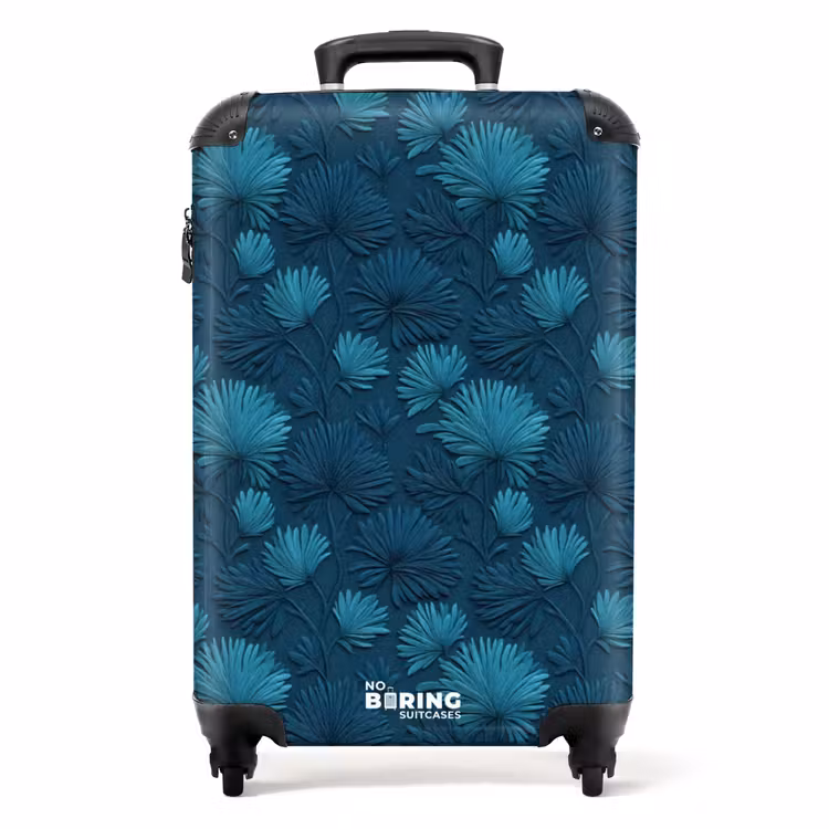 Suitcase - Leaves - Relief - Pattern - Ocean Blue - Modern — 1