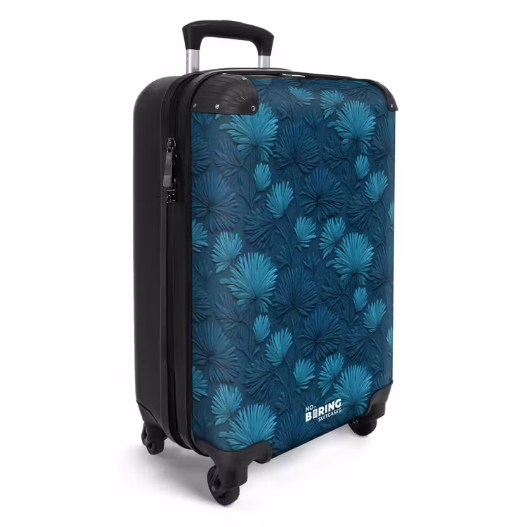 Suitcase - Leaves - Relief - Pattern - Ocean Blue - Modern — 4