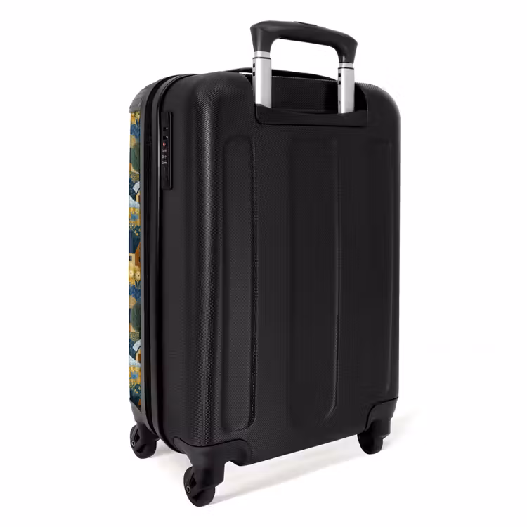 Suitcase - Little Houses - Flowers - Pattern - Yellow - Blue — 2