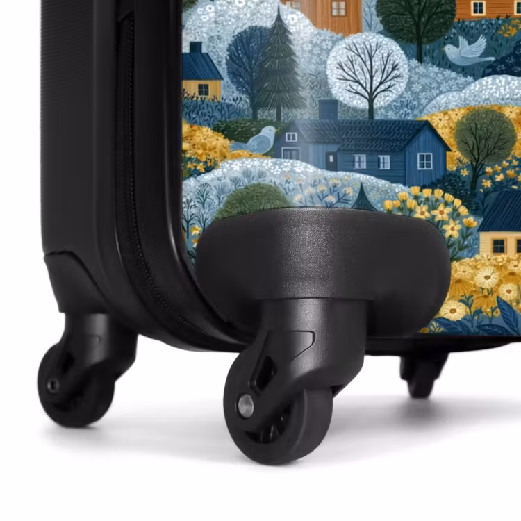 Suitcase - Little Houses - Flowers - Pattern - Yellow - Blue — 6
