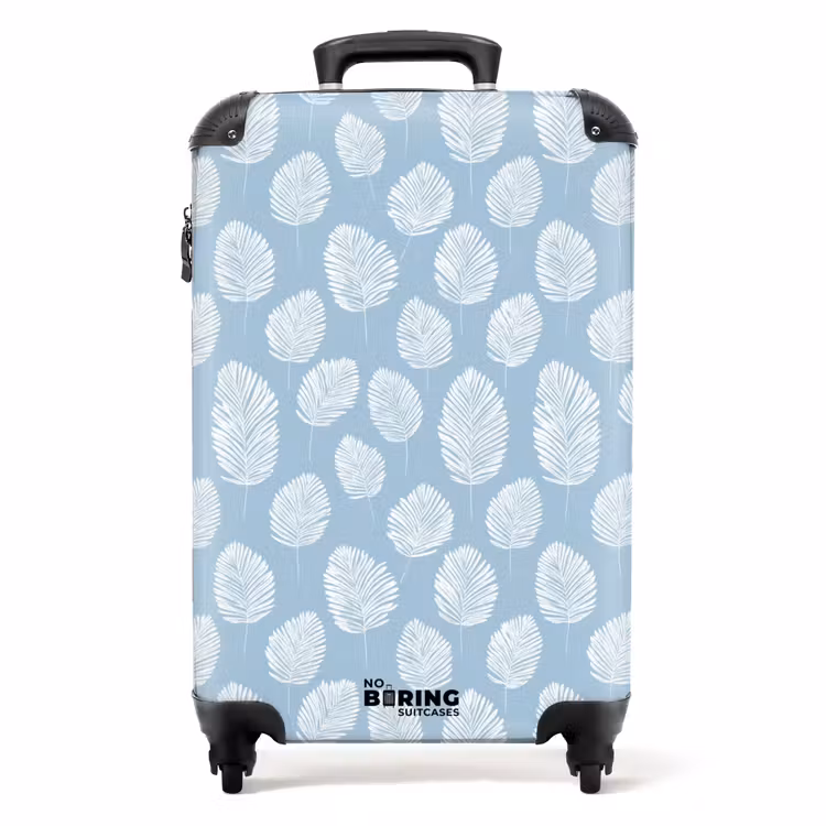 Suitcase - Palm Leaves - Seamless - Pattern - Pastel Blue — 1