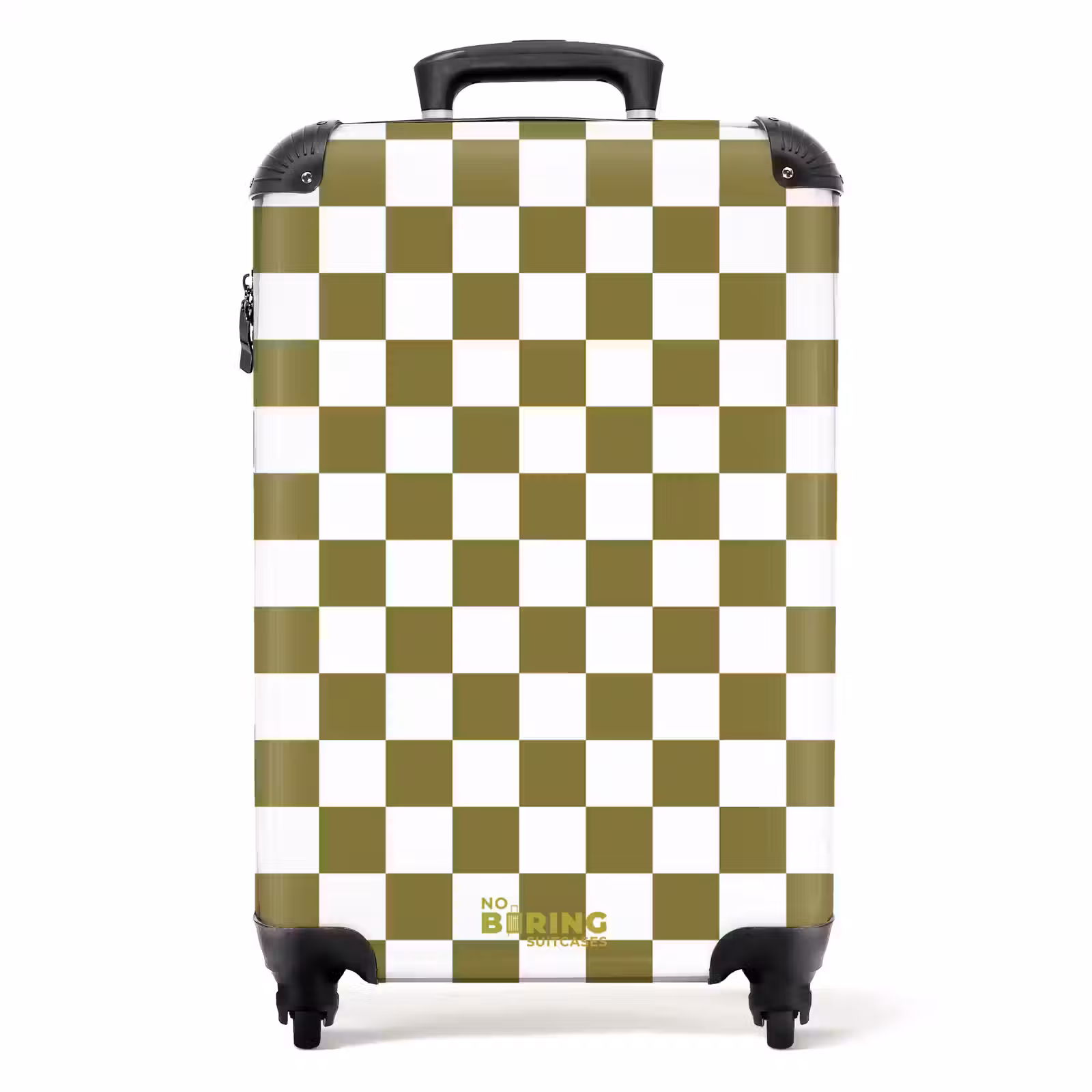 Suitcase - Green - White - Checkered Pattern — 1
