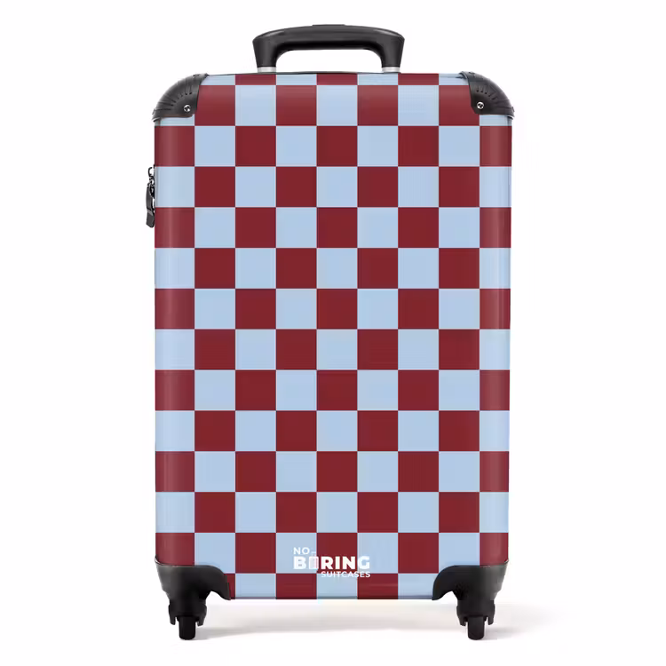 Suitcase - Blue - Red - Checkered Pattern — 1