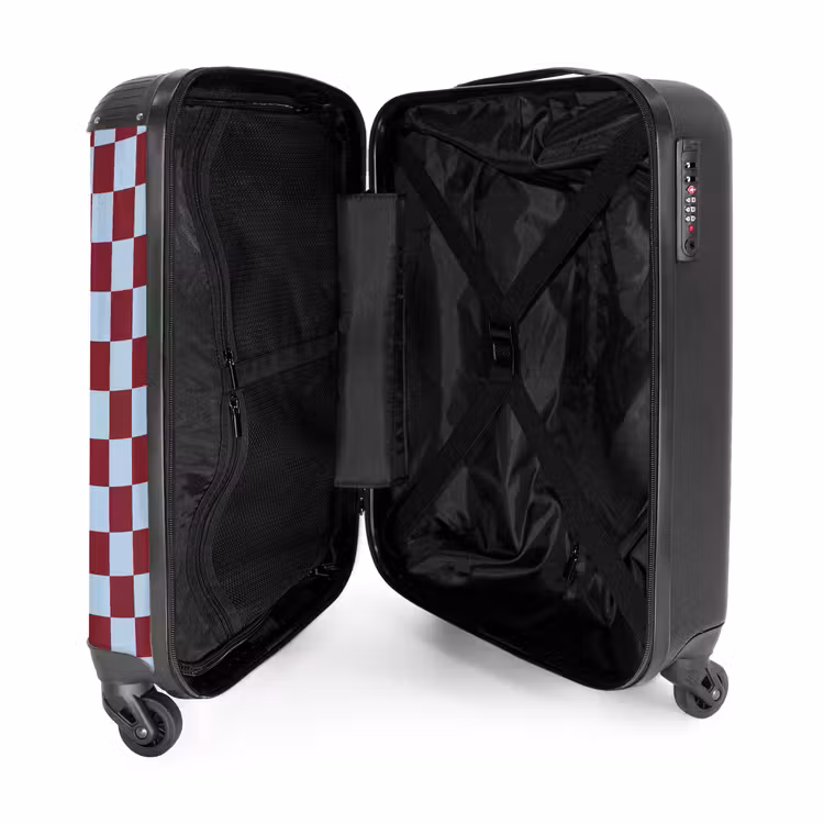 Suitcase - Blue - Red - Checkered Pattern — 3