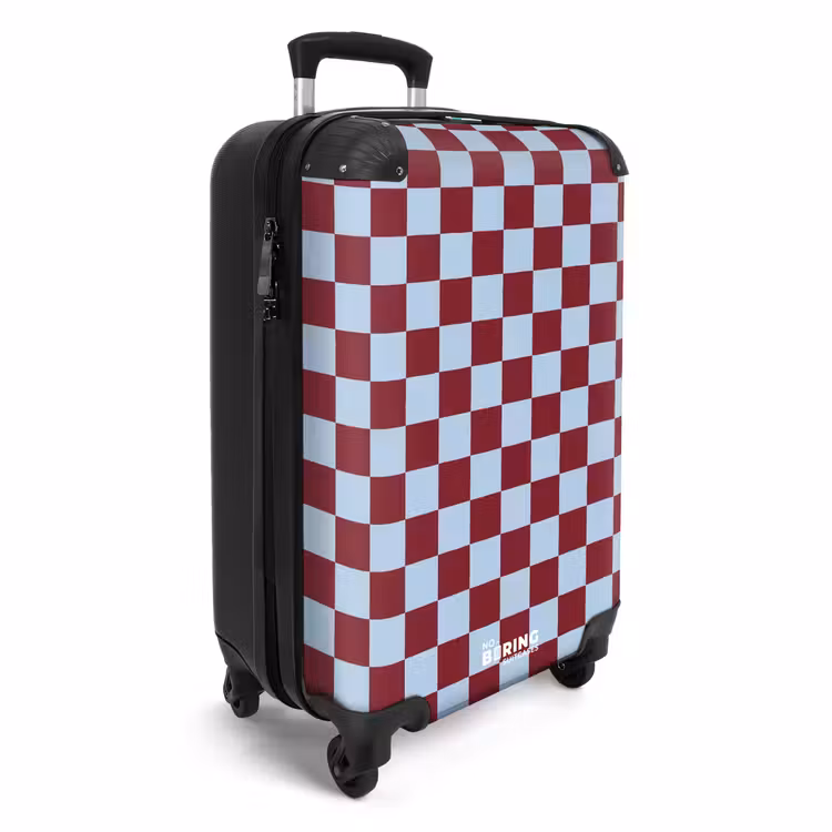 Suitcase - Blue - Red - Checkered Pattern — 4