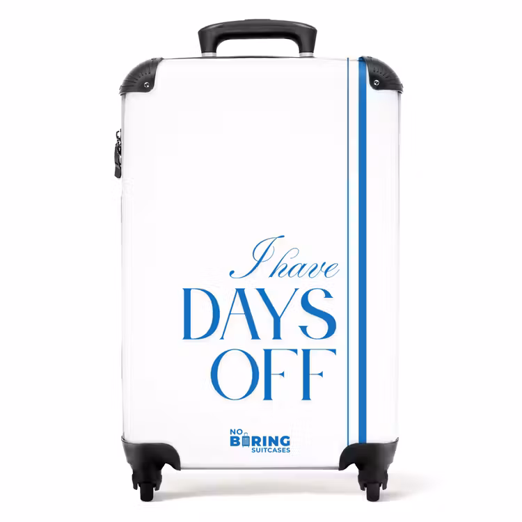 Suitcase - Blue - White - Days Off - Minimalist — 1