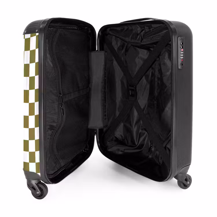 Suitcase - Green - White - Checkered Pattern — 3
