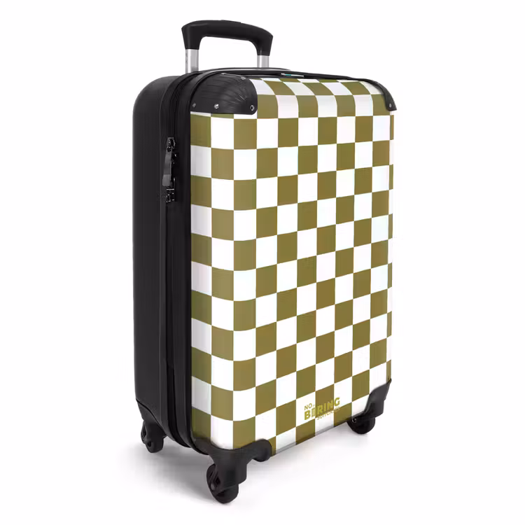 Suitcase - Green - White - Checkered Pattern — 4